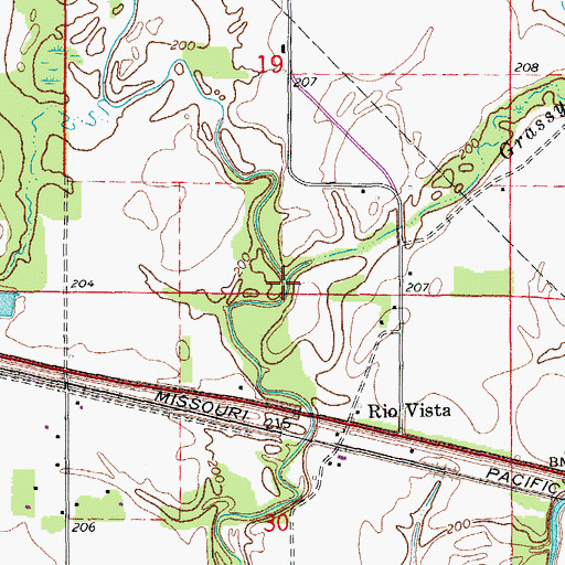 Topographic Map of Grassy Slough, AR