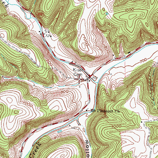 Topographic Map of Kiser Cemetery, KY