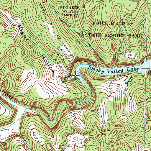 Topographic Map of Kiser Hollow, KY