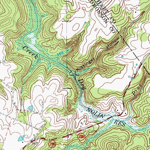 Topographic Map of Kissinger Hollow, KY