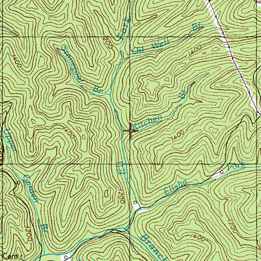 Topographic Map of Kitchen Branch, KY