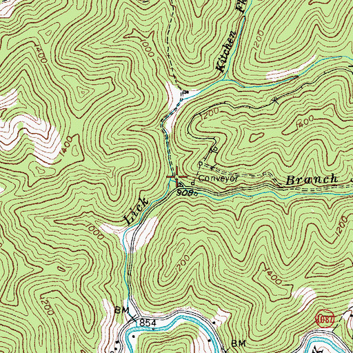 Topographic Map of Kitchen Fork, KY