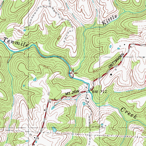 Topographic Map of Kittle Run, KY