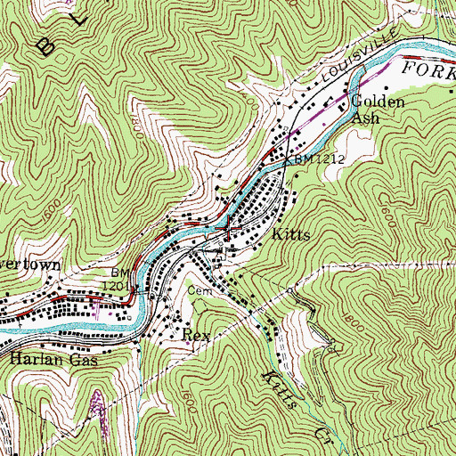 Topographic Map of Kitts Creek, KY