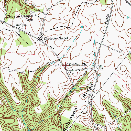 Topographic Map of Knifley Church, KY