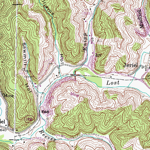 Topographic Map of Knipp Branch, KY