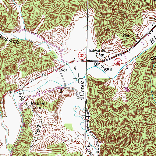 Topographic Map of Knob Branch, KY