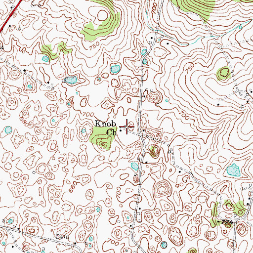 Topographic Map of Knob Church, KY