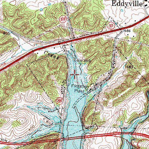 Topographic Map of Knob Creek, KY