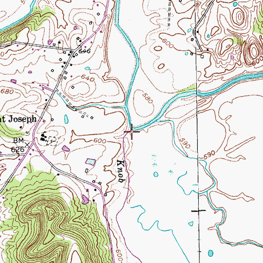 Topographic Map of Knob Creek, KY