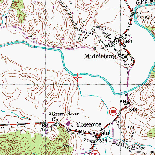 Topographic Map of Knob Lick Creek, KY