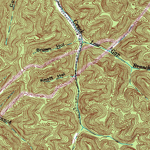 Topographic Map of Knott Hollow, KY