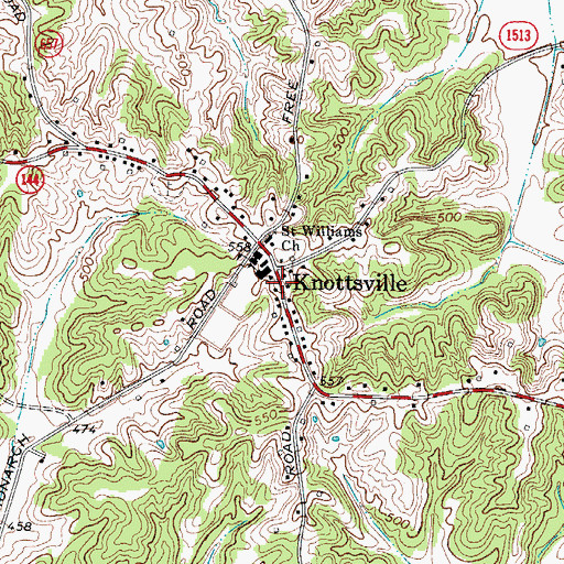 Topographic Map of Knottsville, KY