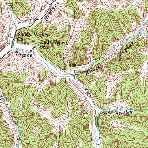 Topographic Map of Knotty Poplar Fork, KY