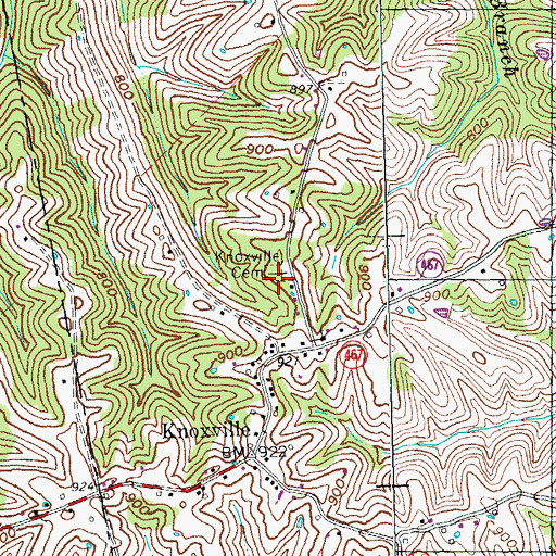 Topographic Map of Knox Cemetery, KY