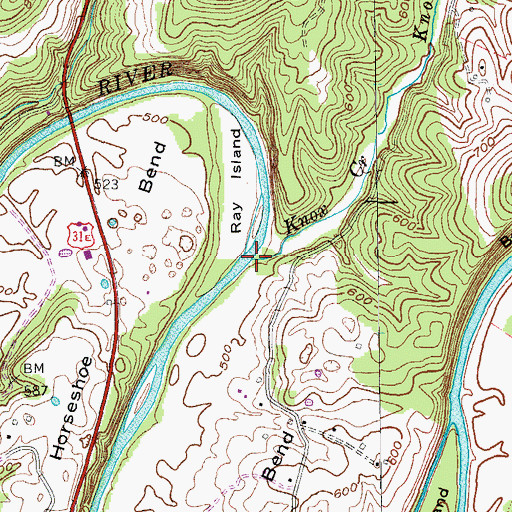 Topographic Map of Knox Creek, KY