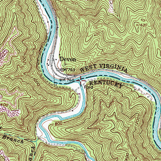 Topographic Map of Knox Creek, KY