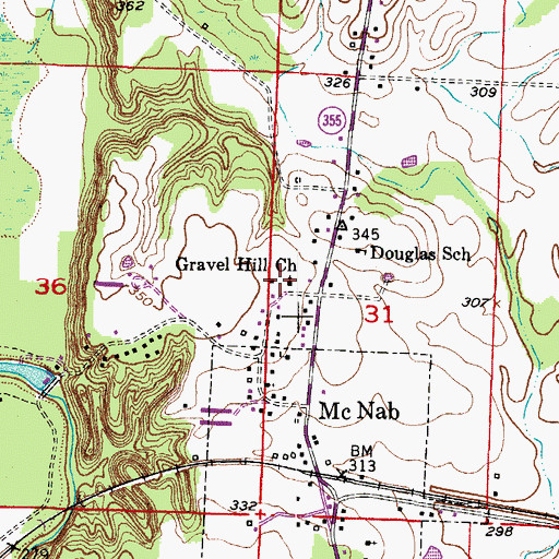 Topographic Map of Gravel Hill Church, AR
