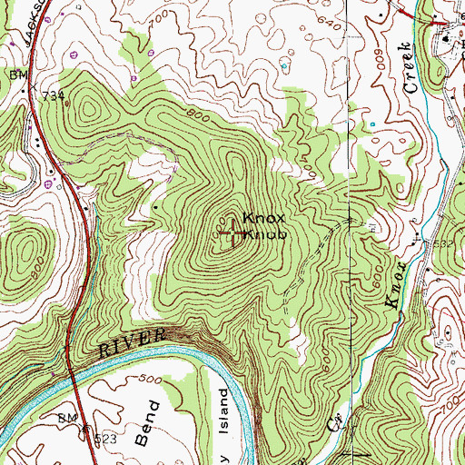 Topographic Map of Knox Knob, KY