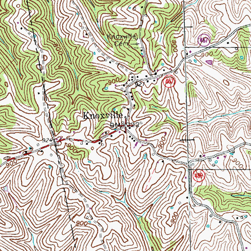 Topographic Map of Knoxville, KY