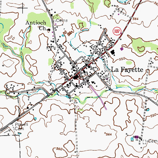 Topographic Map of La Fayette, KY
