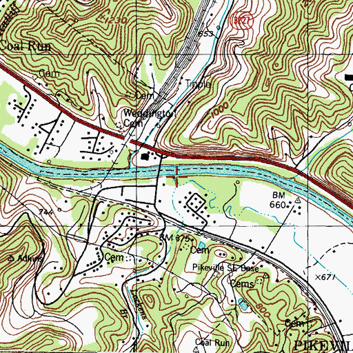 Topographic Map of Lackens Branch, KY
