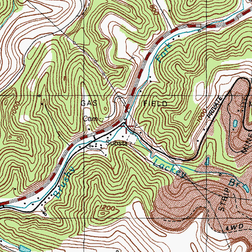 Topographic Map of Lackey Branch, KY