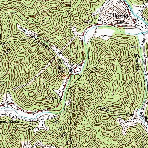 Topographic Map of Lackey Branch, KY