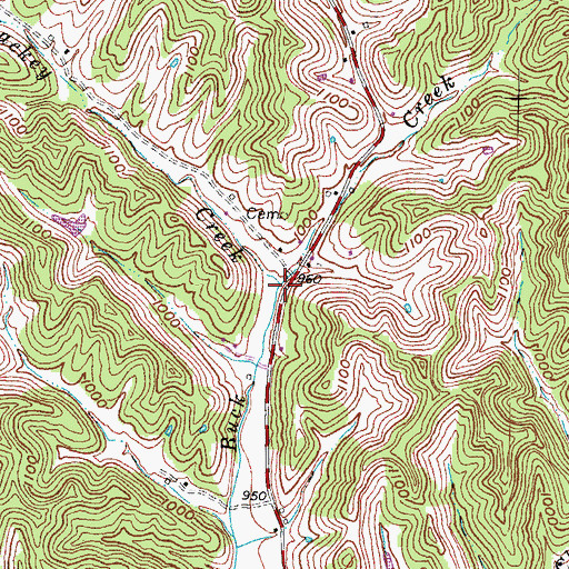 Topographic Map of Lackey Creek, KY
