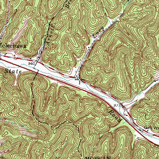 Topographic Map of Lacy Branch, KY