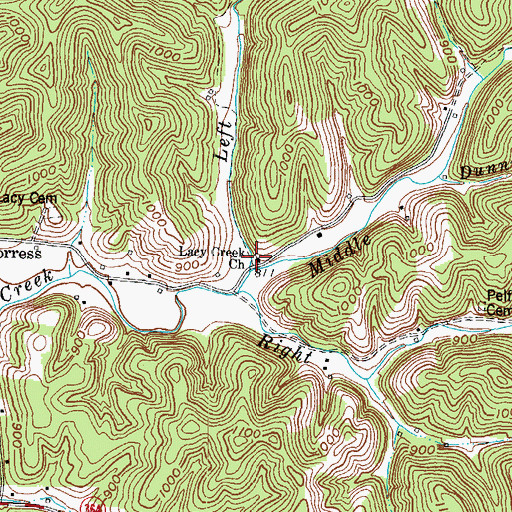 Topographic Map of Lacy Creek Church of Enterprise Baptist, KY