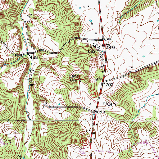 Topographic Map of Ladd Cemetery, KY