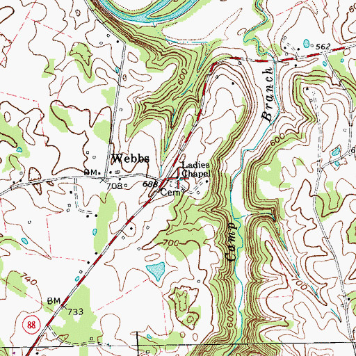 Topographic Map of Ladies Chapel, KY