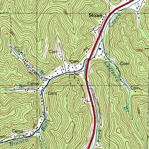 Topographic Map of Lafferty School, KY