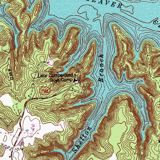 Topographic Map of Lake Cumberland Boys Camp, KY