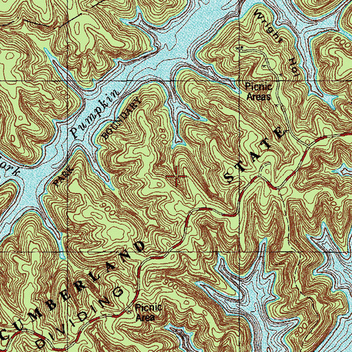 Topographic Map of Lake Cumberland State Park, KY
