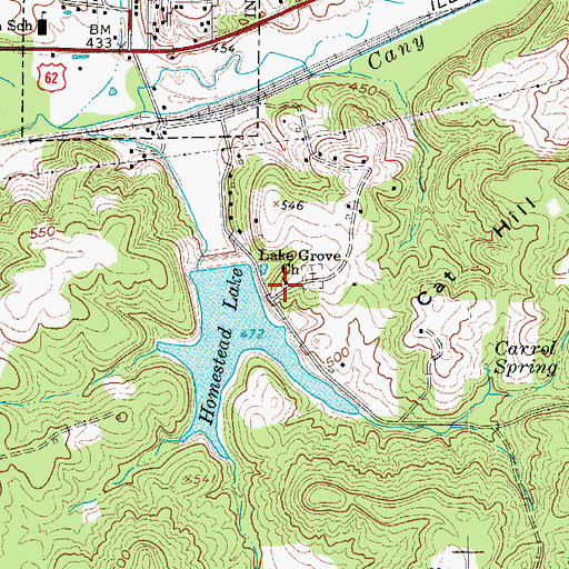 Topographic Map of Lake Grove Church, KY