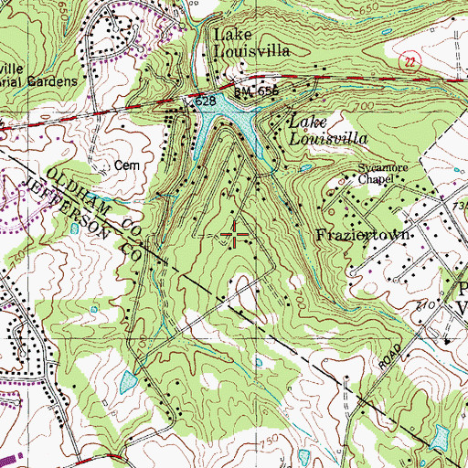 Topographic Map of Lake Louisvilla, KY