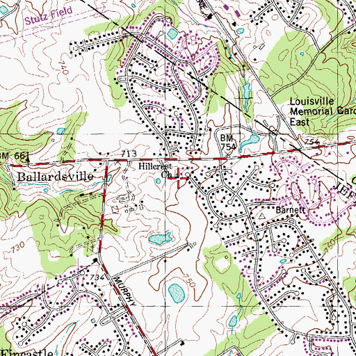 Topographic Map of Lake Louisvilla Church, KY