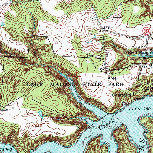 Topographic Map of Lake Malone State Park, KY