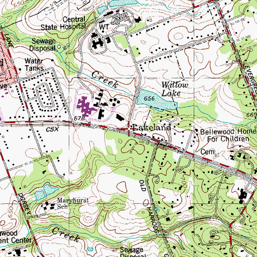 Topographic Map of Lakeland, KY