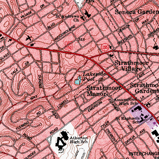 Topographic Map of Lakeside Pool, KY