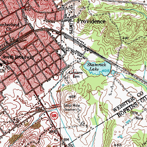 Topographic Map of Lakeview Cemetery, KY