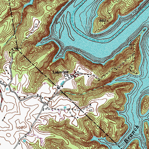 Topographic Map of Lakeview Church, KY