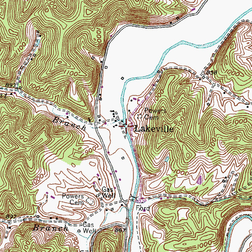 Topographic Map of Lakeville, KY