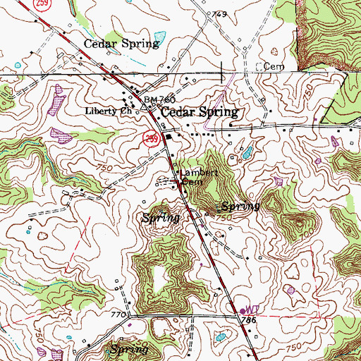 Topographic Map of Lambert Cemetery, KY