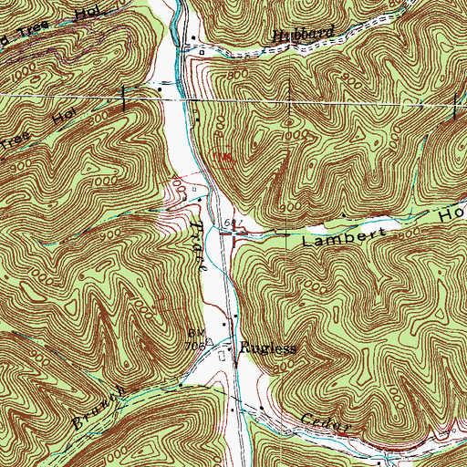 Topographic Map of Lambert Hollow, KY
