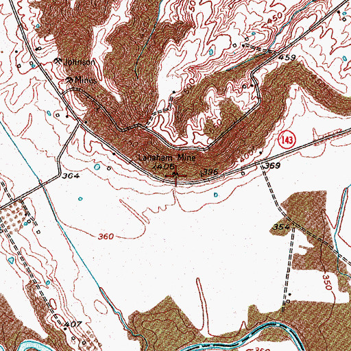 Topographic Map of Lanaham Mine, KY