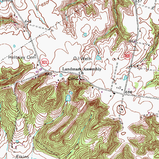 Topographic Map of Landmark Assembly Church, KY