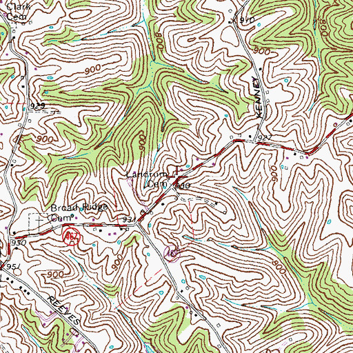 Topographic Map of Landrum Cemetery, KY